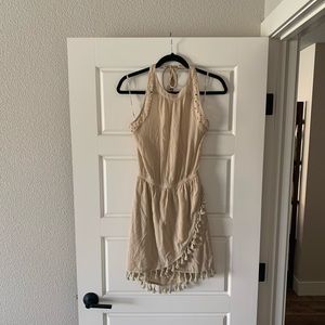 Miss Me Light Taupe Tassel Halter Dress